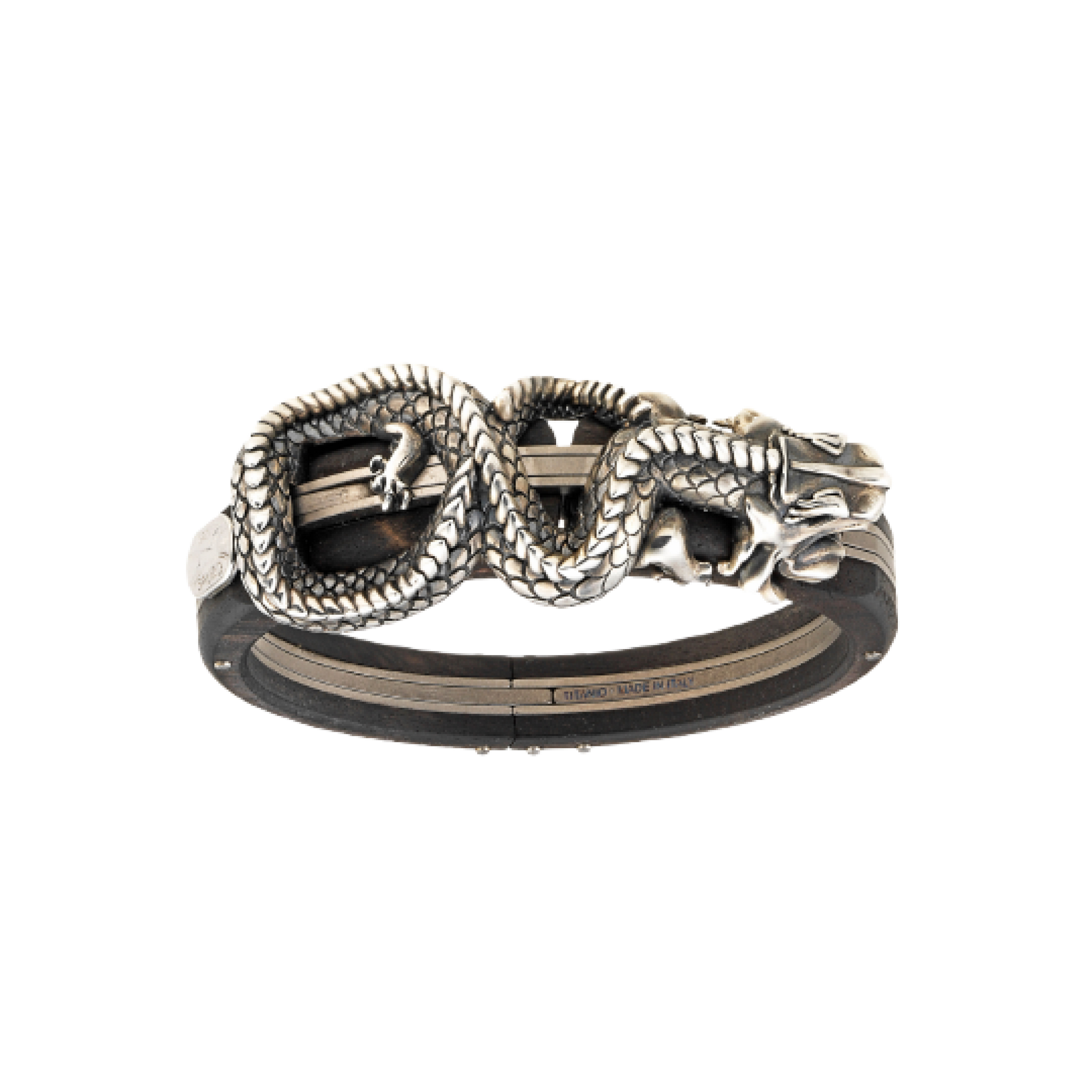 Arpione Titanium Silver Bangle Dragone – Sauro Jewelry