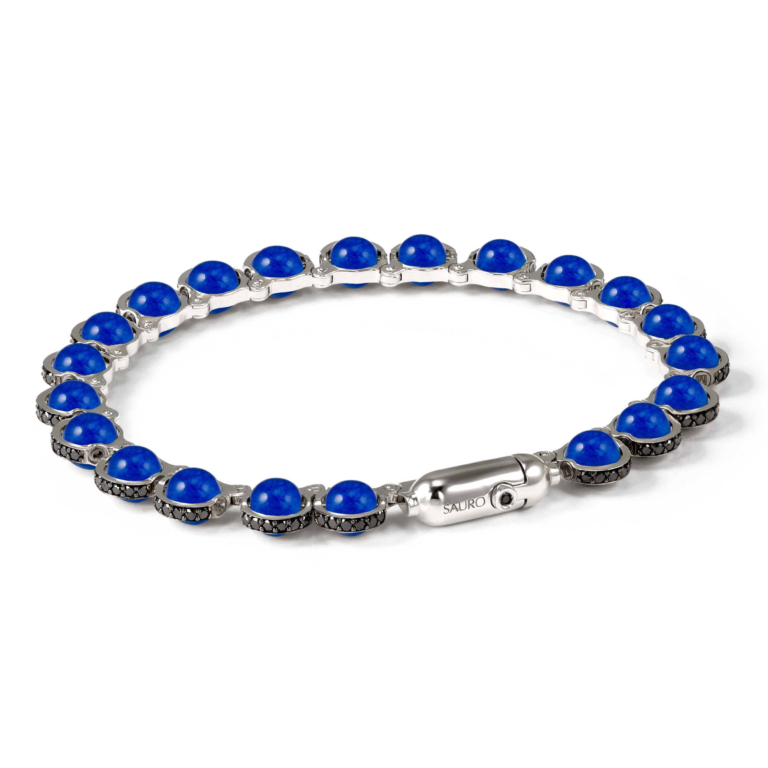 Bracelet for men of Hematite and Burmese blue Sapphire stones - JoyElly