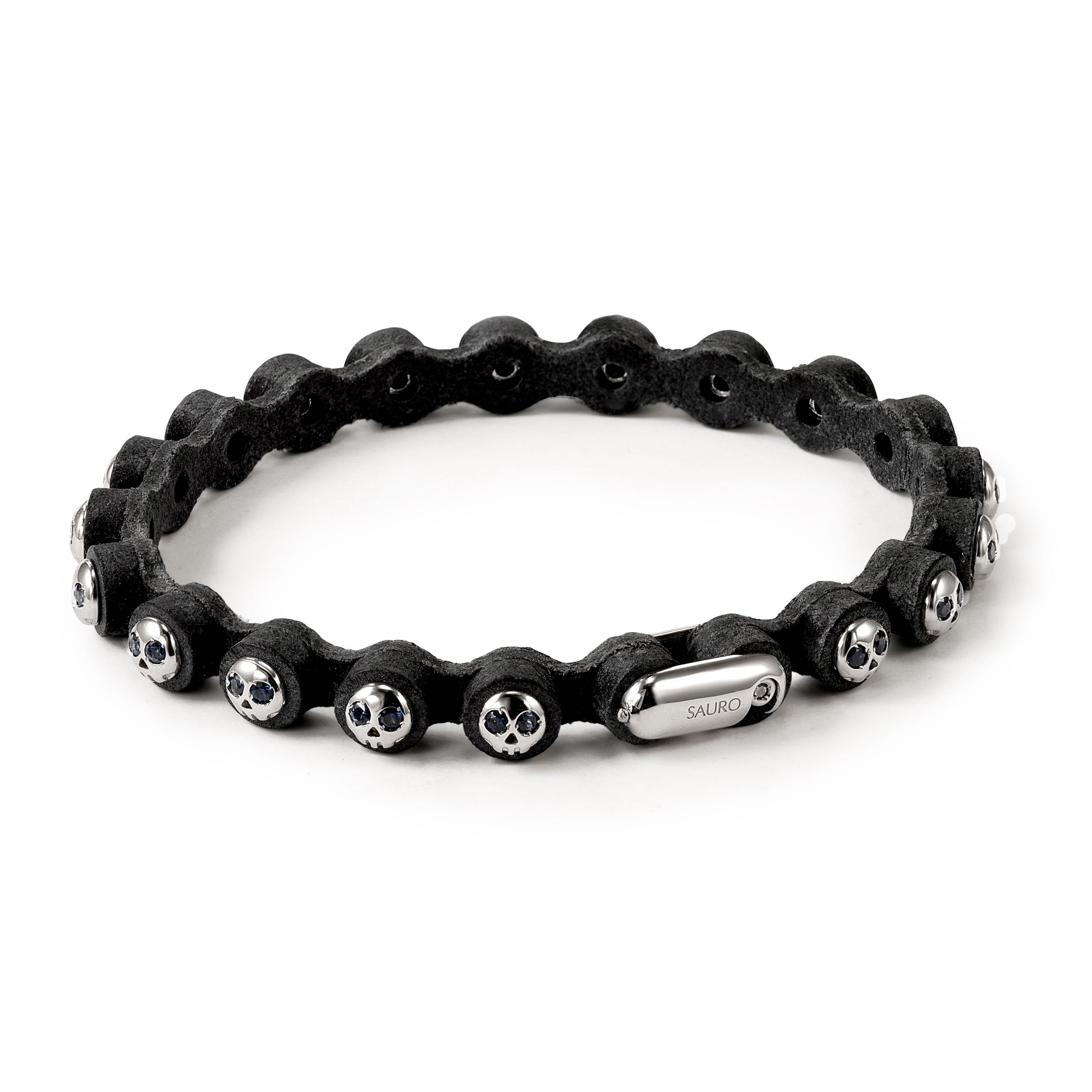 John Hardy Black Leather and Silver Classic Chain Mens Triple Bracelet